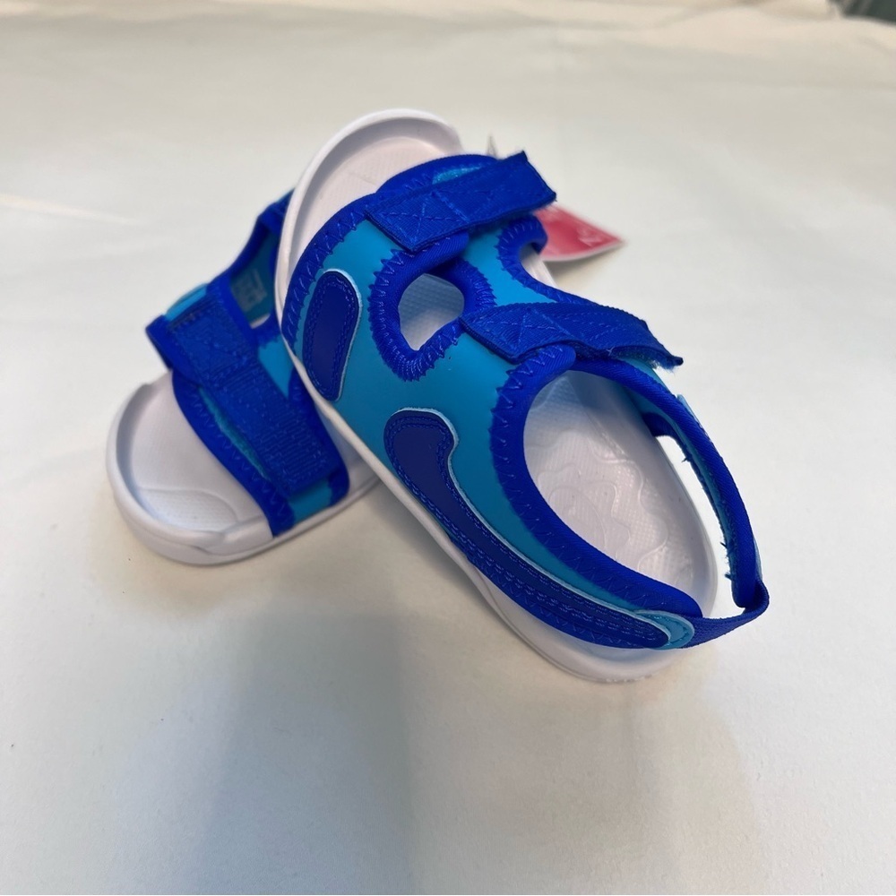 Nike Sunray Adjust 6 Toddler Kids Sandals Blue & White - Picture 3 of 8